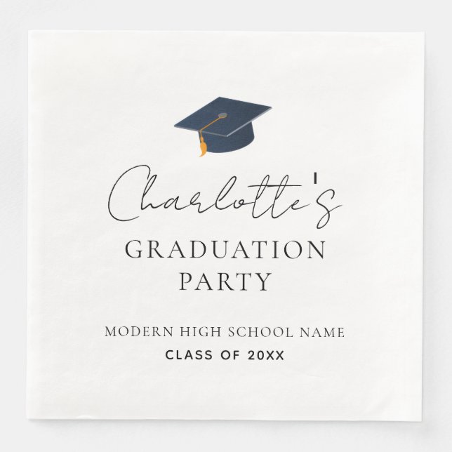 Sleek Professional Grad Hat Celebration Napkin (Front)