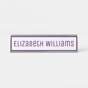 Sleek Purple Custom Name Desk Name Plate
