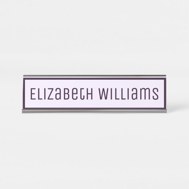 Sleek Purple Custom Name Desk Name Plate (Front)