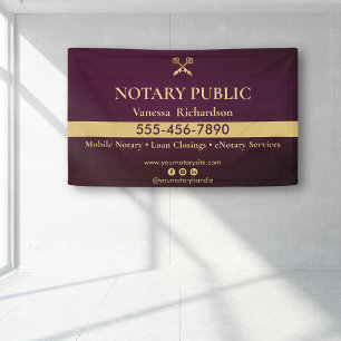 Sleek Purple Gold Notary Business Marketing Event Banner
