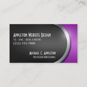 Sleek Purple with Social Networking Buttons Business Card