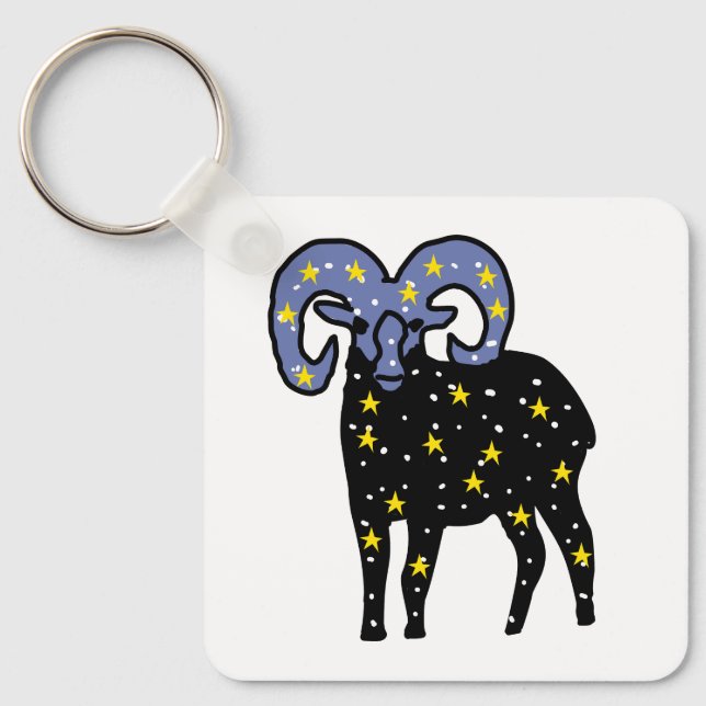 Sleek Ram Zodiac Keychain – Minimal Aries Animal  (Front)