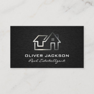 Sleek Real Estate Metal Logo Business Card