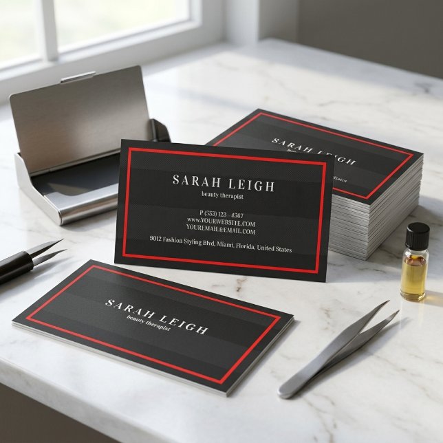 Sleek Red Black Professional Business Card (Creator Uploaded)