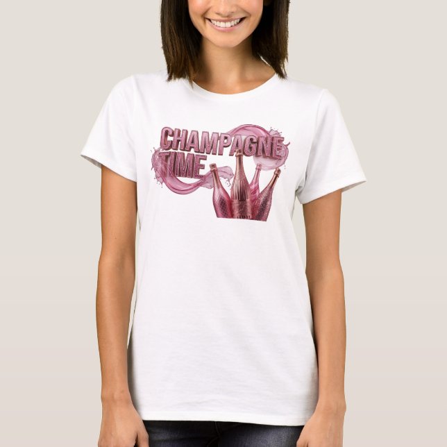 Sleek Red CHAMPAGNE TIME Tee (Front)