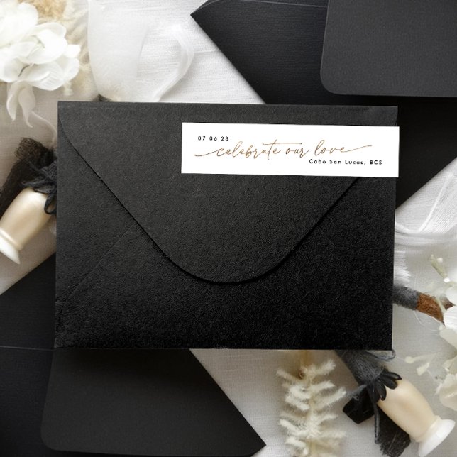 Sleek Romance | Gold Foil | Wedding Envelope Wrap Around Label (Creator Uploaded)