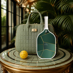 Sleek Sage Green Asymmetrical Abstract Pickleball Paddle
