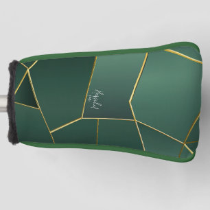 Sleek Sage Green Asymmetrical Geometric Golf Head Cover