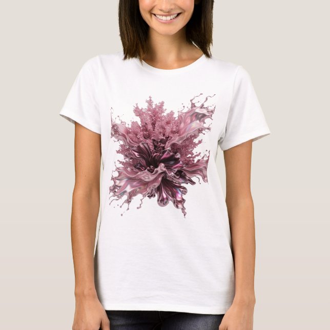 Sleek Silver ABSTRACT ART Wearable Art T-Shirt (Front)
