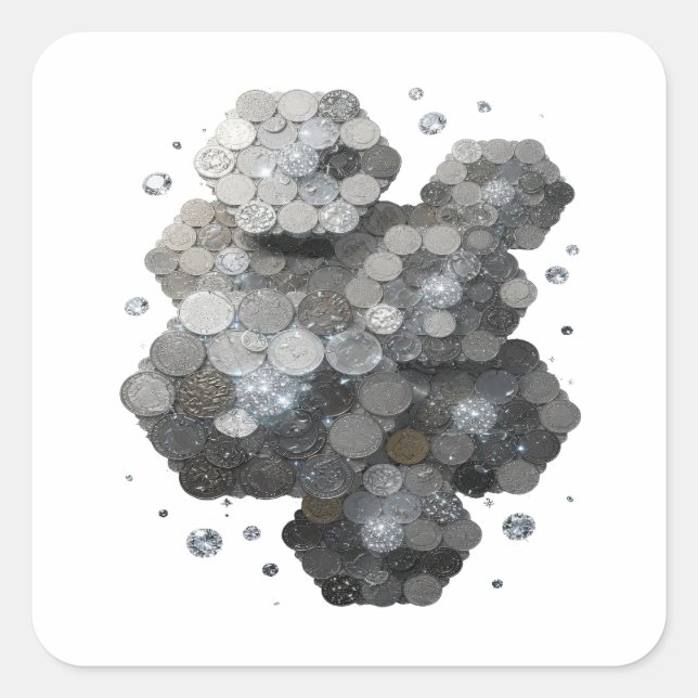 Sleek Silver Abstract Sticker Art (Front)
