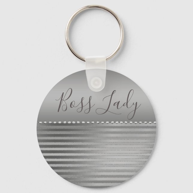 Sleek Silver Boss Lady Key Ring (Front)