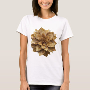 Sleek Silver GOLDEN FLOWER Design T-Shirt