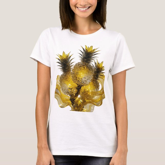 Sleek Silver GOLDEN PINEAPPLE LIGHTS T-Shirt (Front)