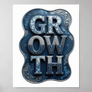 Sleek Silver GROWTH Text Design Poster