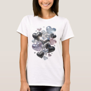 Sleek Silver HEARTS AND DIAMONDS Text Design T-Shirt