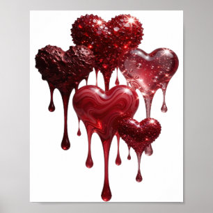 Sleek Silver HEARTS OF LOVE Poster
