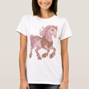 Sleek Silver PINK JEWELLED HORSE Graphic Design T-Shirt
