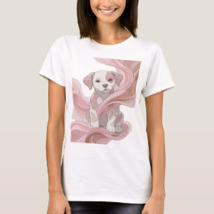 Sleek Silver PINK PUPPY Graphic Design T-Shirt