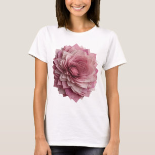 Sleek Silver PINK ROSE Slogan Design T-Shirt