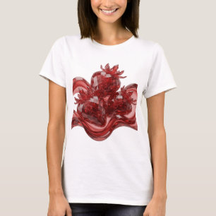 Sleek Silver RED GLASS STRAWBERRIES 3D Text Art T-Shirt