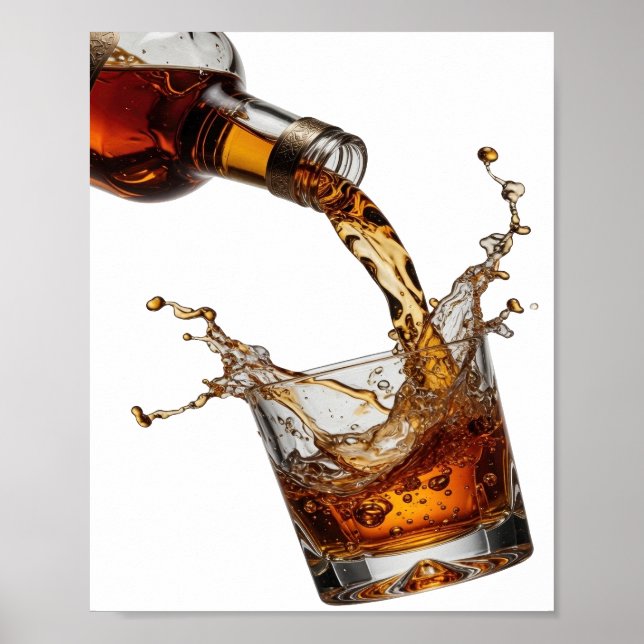 Sleek Silver WHISKY SPLASH Poster (Front)