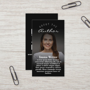 Sleek & Simple Author Biography QR Promotional Business Card