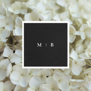 Sleek Simple B/W Monogram Cocktail Napkin