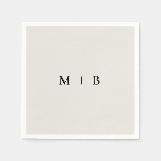 Sleek Simple Beige Monogram Napkins (Front)