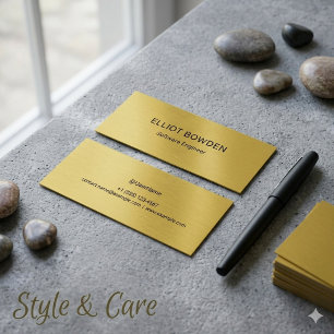Sleek Simple Design Personalised Metallic Gold Calling Card