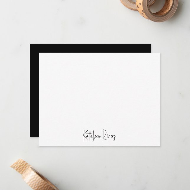 Sleek & Simple Modern Black & White Personalised  Card (Front/Back In Situ)