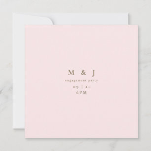 Sleek & Simple Modern Blush Square Engagement Invitation