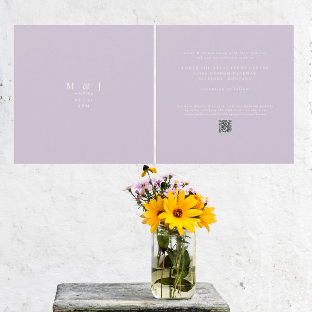 Sleek & Simple Modern Lavender Square Wedding Invitation (Creator Uploaded)