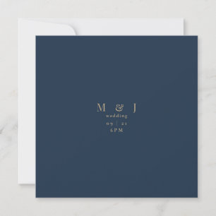 Sleek & Simple Modern Navy Square Wedding II Invitation