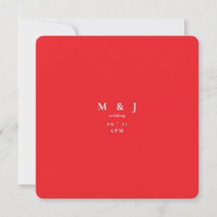 Sleek & Simple Modern Red Rounded Wedding Invitation