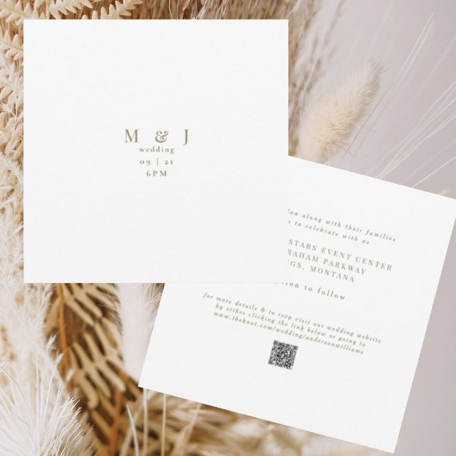Sleek & Simple Modern White Square Wedding Invitation (Creator Uploaded)