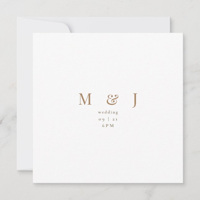 Sleek Simple Modern White Square Wedding Invitation (Front)