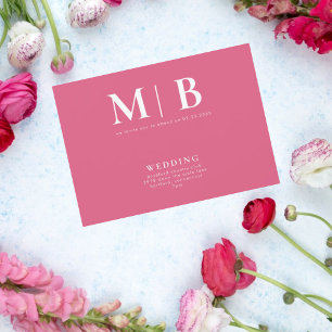 Sleek & Simple Monogram Pink No Parents Invitation