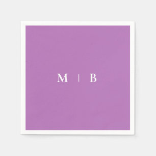 Sleek Simple Orchid & White Monogram Napkins