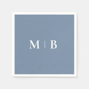 Sleek Simple Periwinkle & White Monogram Cocktail  Napkin