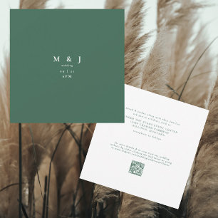 Sleek & Simple Viridian Square Wedding Invitation