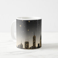 Sleek skyline silhouette of a city at night