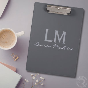 Sleek Slate Grey Corporate Financial Advisor Clipboard