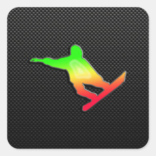 Sleek Snowboarding Square Sticker