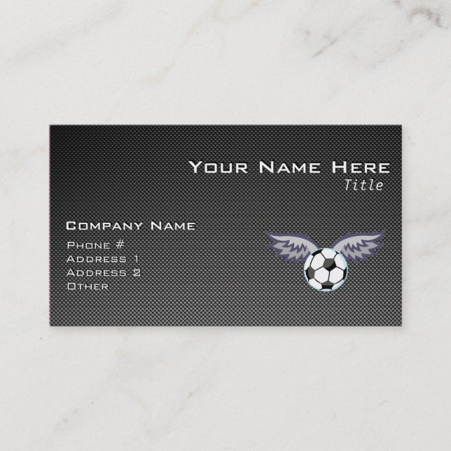 Sleek Soccer Ball Wings Business Card (Front)
