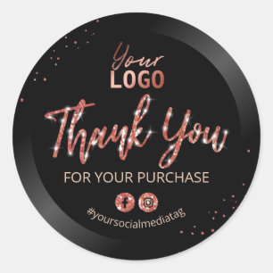 Sleek Sparkly Thank You For Your Purchase Classic Round Sticker