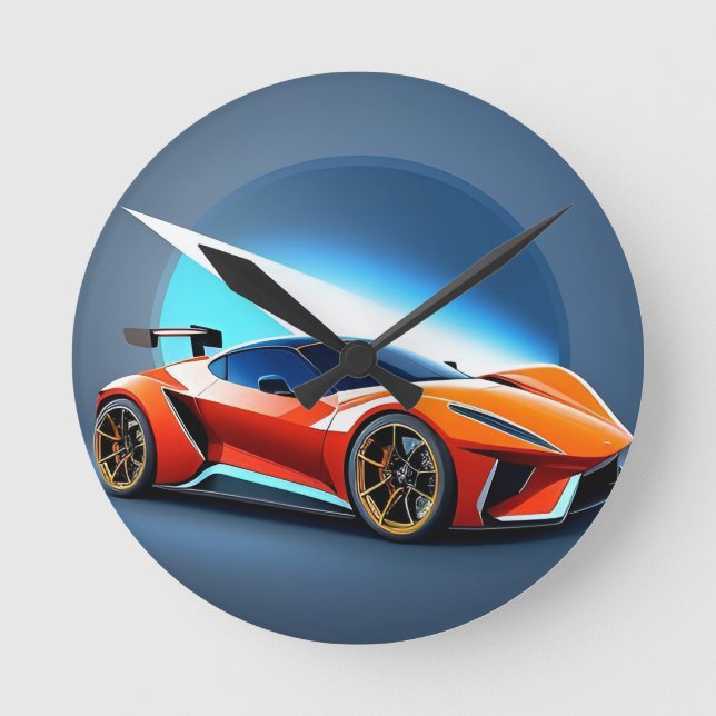 Sleek Sports Car With Modern Design Round Clock (Front)
