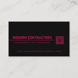 Sleek Square Business Card, Black and Pink Card
