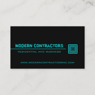 Sleek Square Business Card, Black and Turquoise Card