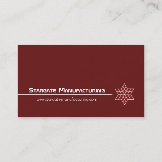 Sleek Star Business Card, Maroon Card (Front)