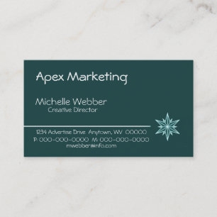 Sleek Starburst Business Card, Teal Card